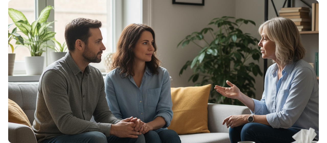 Casal em sessão de terapia